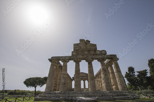 The temple of athena or temple of ceres at the ancient Greek city of Paestum, Italy