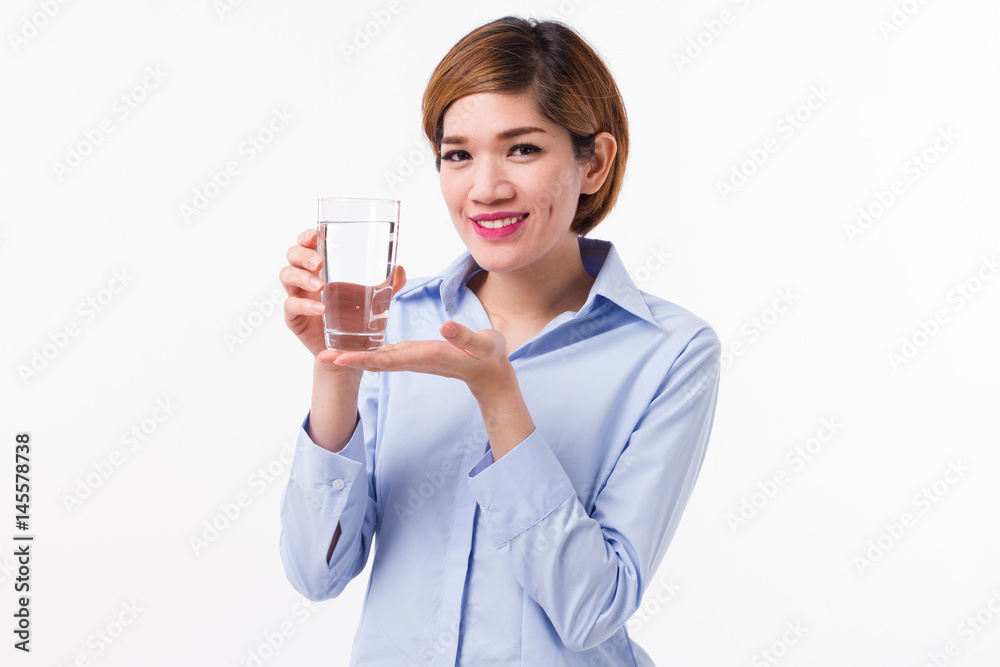 healthy asian woman holding glass of fresh water healthy asian woman holding glass of fresh water