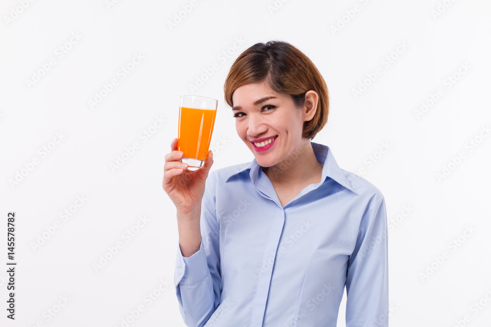 healthy asian woman holding glass of orange juice healthy asian woman holding glass of orange juice