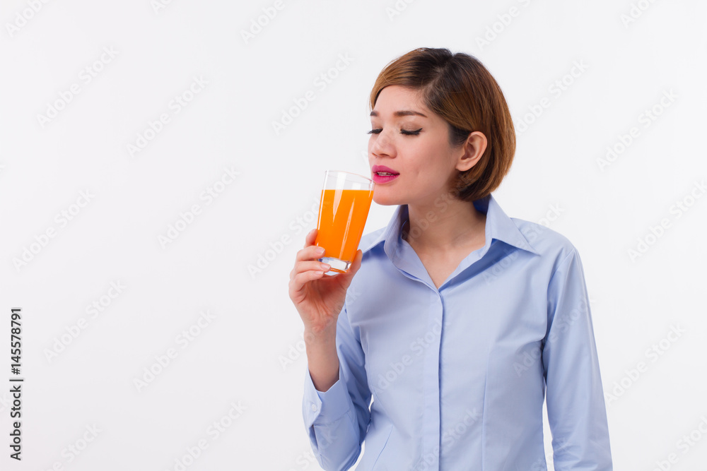 healthy asian woman drinking orange juice healthy asian woman drinking orange juice