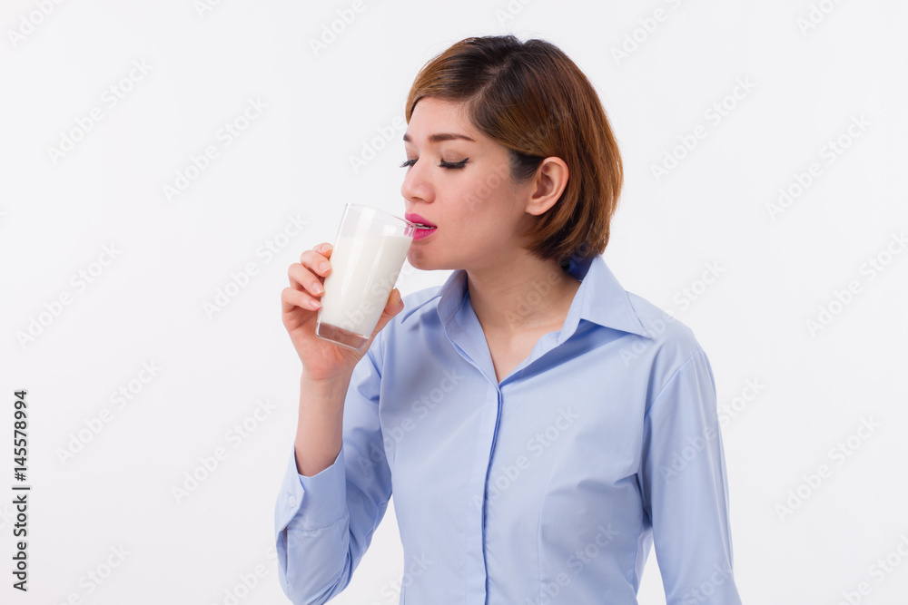 healthy asian woman drinking milk, healthy food healthy asian woman drinking milk, healthy food