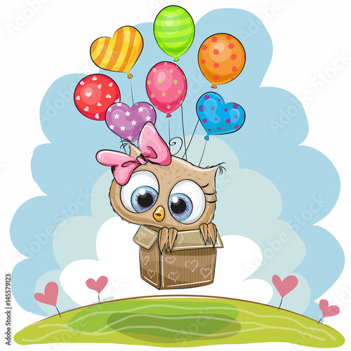 Cute Owl with balloons