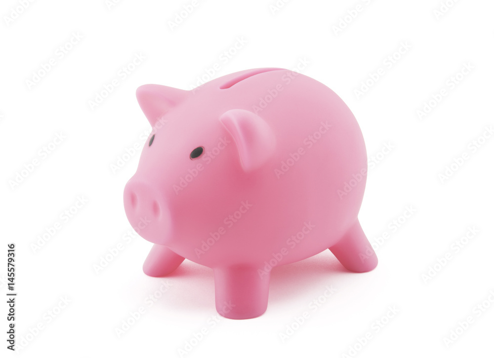 Pink piggy bank with clipping path 