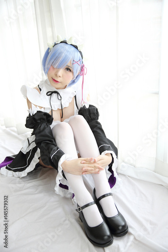 Foto Japan anime cosplay girl in white tone