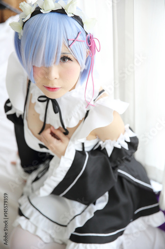 Foto Japan anime cosplay girl in white tone