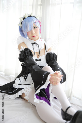 Foto Japan anime cosplay girl in white tone