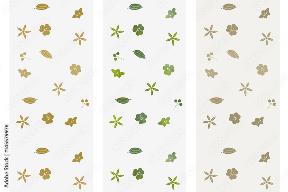 Fototapeta premium 植物模様 パターン ３色セット