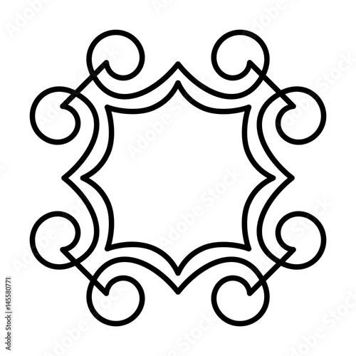 Elegant contour frame for design. A template for embroidering monograms, pyrography, creating icons and logos.