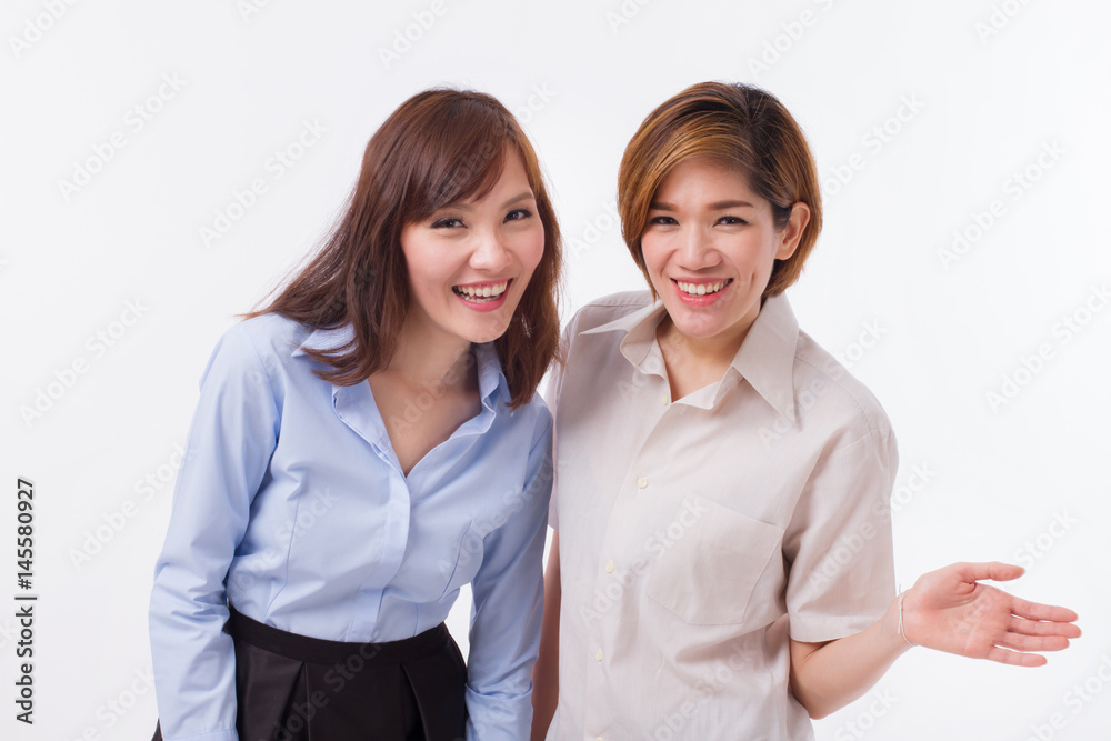 happy, friendly, smiling women looking at you happy, friendly, smiling women looking at you
