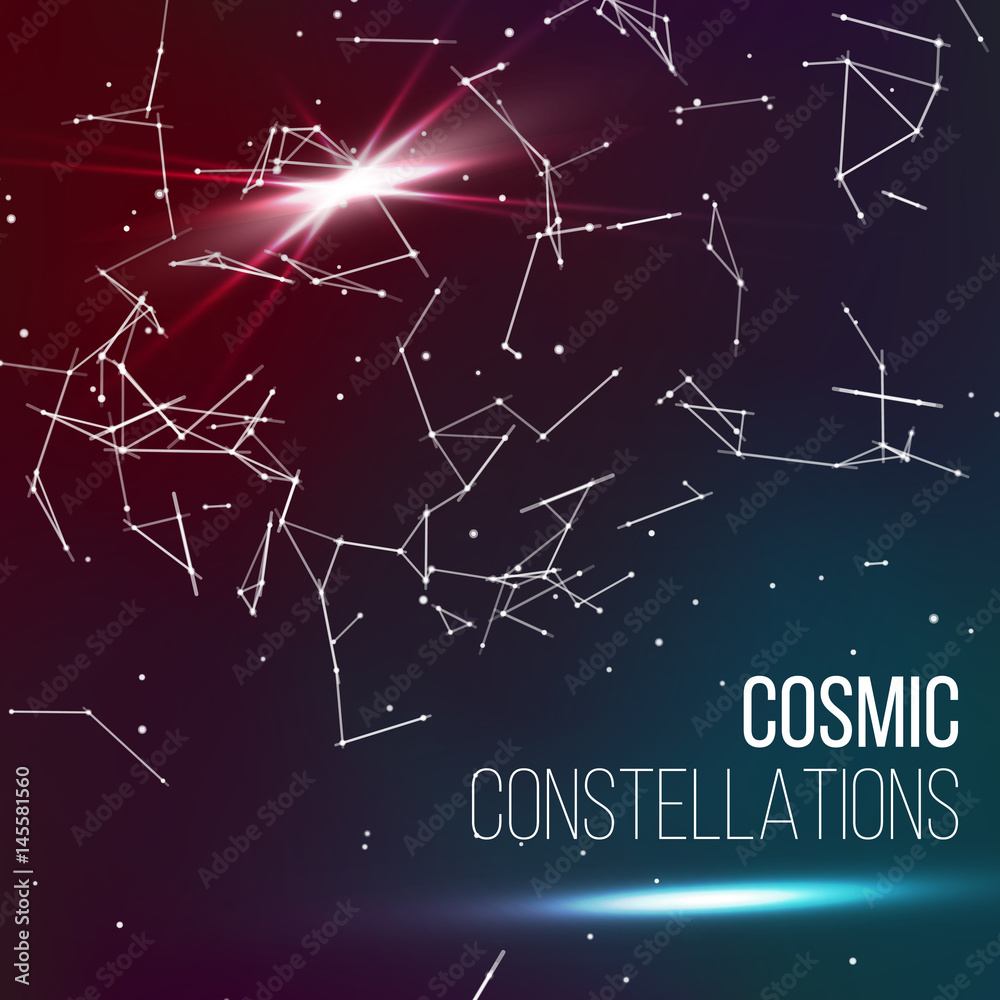 Cosmic Constellations Background Vector. Abstract Glowing Space Pisces Cosmic Constellations Background Vector. Abstract Glowing Space Pisces