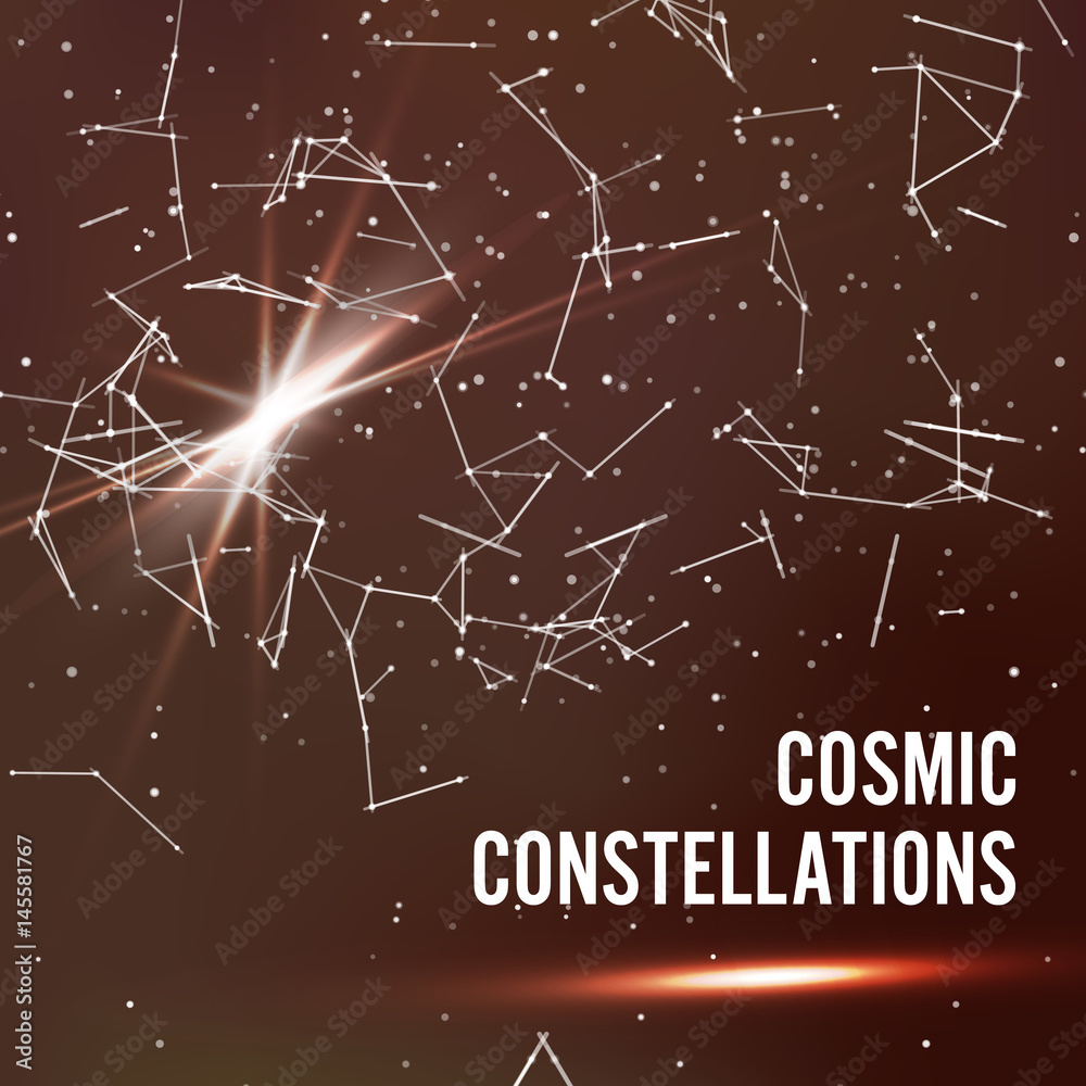 Fototapeta premium Cosmic Constellations Abstract Background Vector. Deep Space. Illustration Of Cosmic Nebula With Star Cluster.
