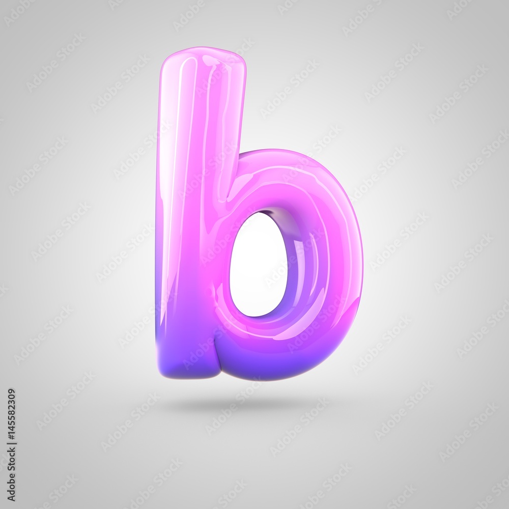 Glossy pink and violet gradient paint alphabet letter B lowercase isolated on white background Glossy pink and violet gradient paint alphabet letter B lowercase isolated on white background