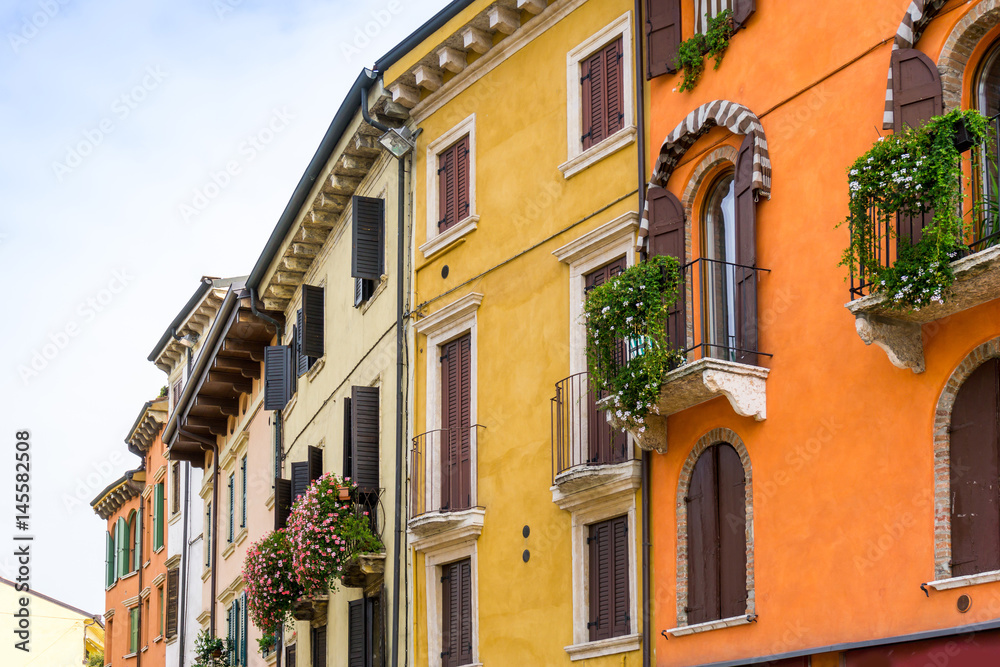 Beautiful street view of  Verona center which is a world heritage site