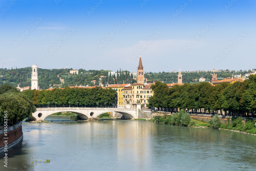 Naklejka premium Beautiful street view of Verona center which is a world heritage site