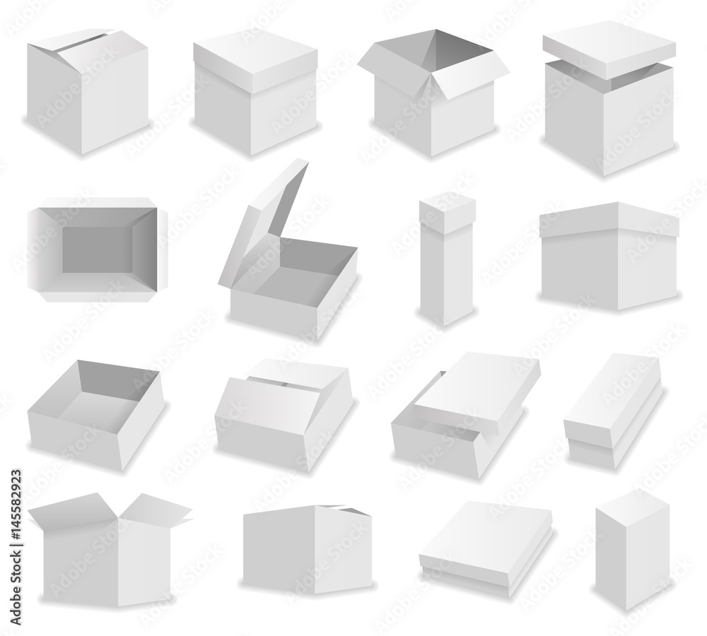 Vector blank packing box on white background. Realistic opened box Vector blank packing box on white background. Realistic opened box