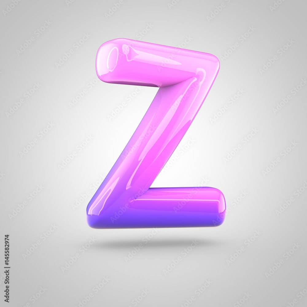 Glossy pink and violet gradient paint alphabet letter Z uppercase isolated on white background Glossy pink and violet gradient paint alphabet letter Z uppercase isolated on white background