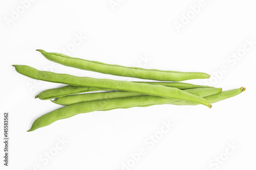 green beans close up on white background