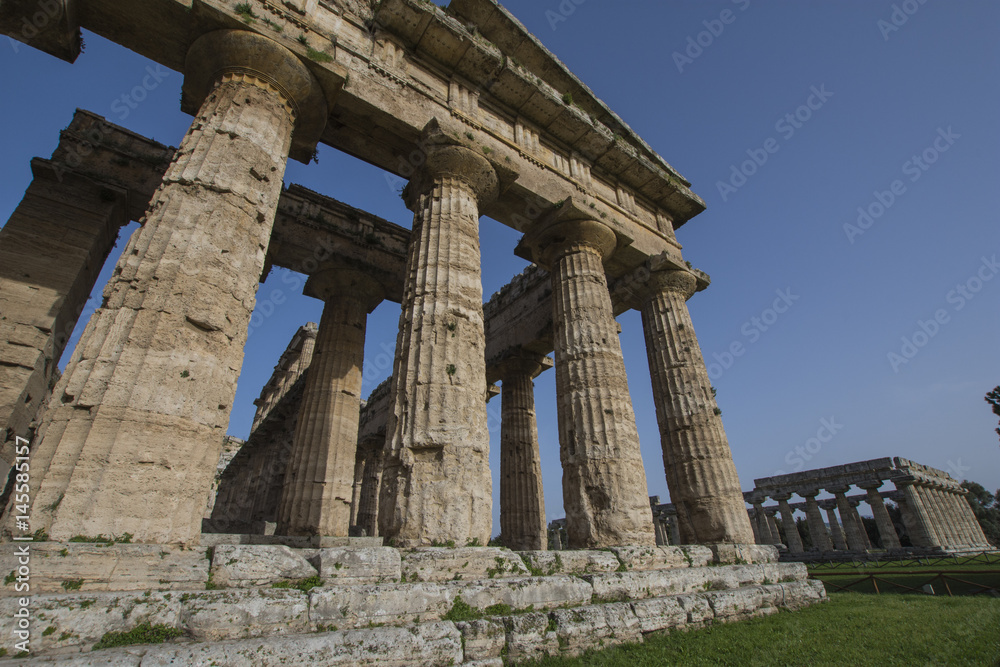 The second temple of hera at the ancient Greek city of Paestum, Italy