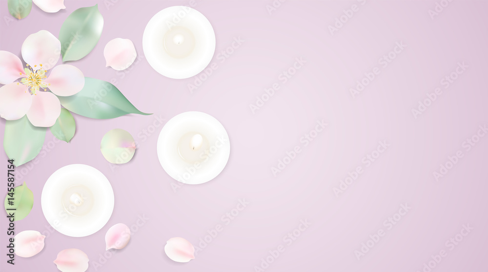 Pastel white relax background vector illustration with candle