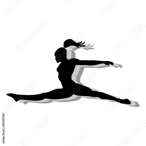 Girl rhythmic gymnastics silhouette isolated