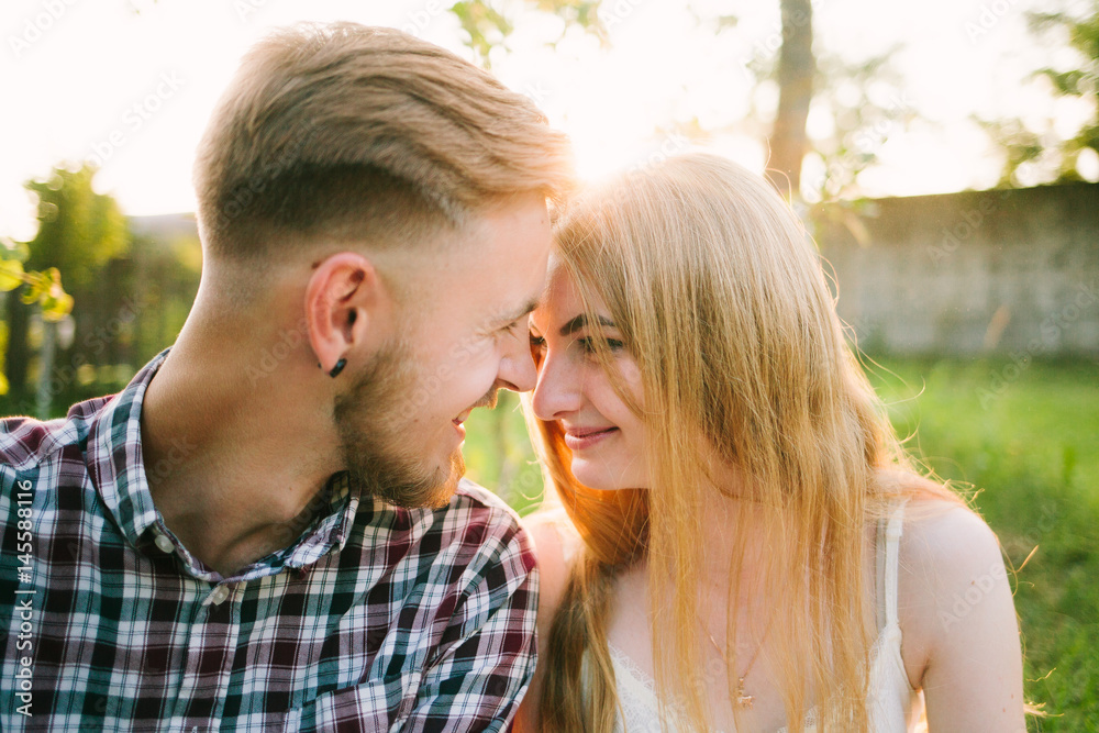 Beautiful Love story in the woods. Portrait of young stylish couple. Beautiful Love story in the woods. Portrait of young stylish couple.