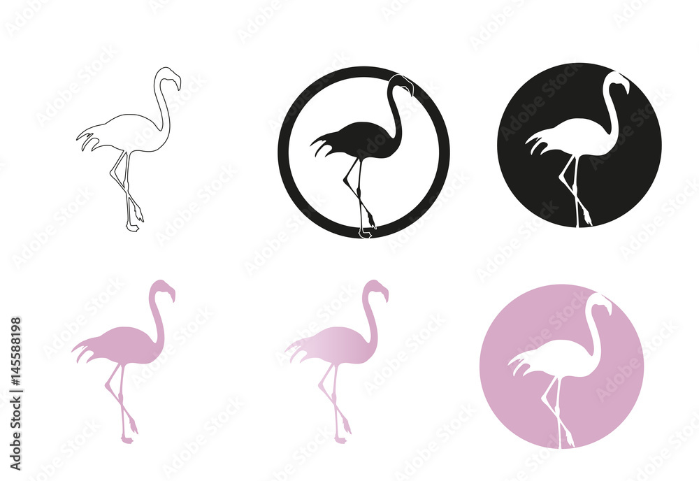 Flamingo minimal vector illustration, silhouette isolated on a white background