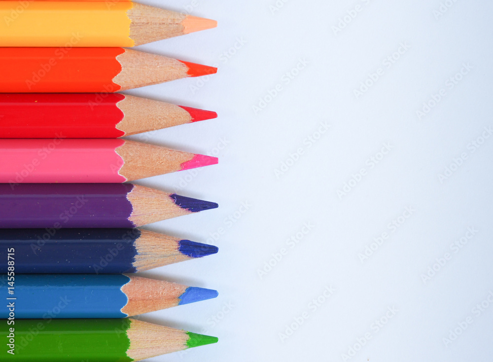 Color pencil with free text space on whtie background. Color pencil with free text space on whtie background.