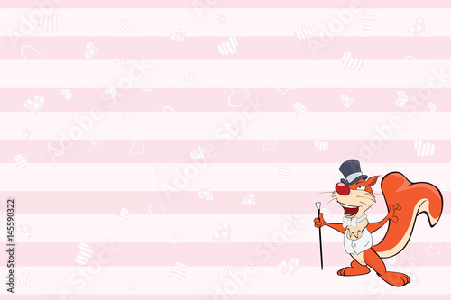 
Valentines card with a Cute Squirrel illustration