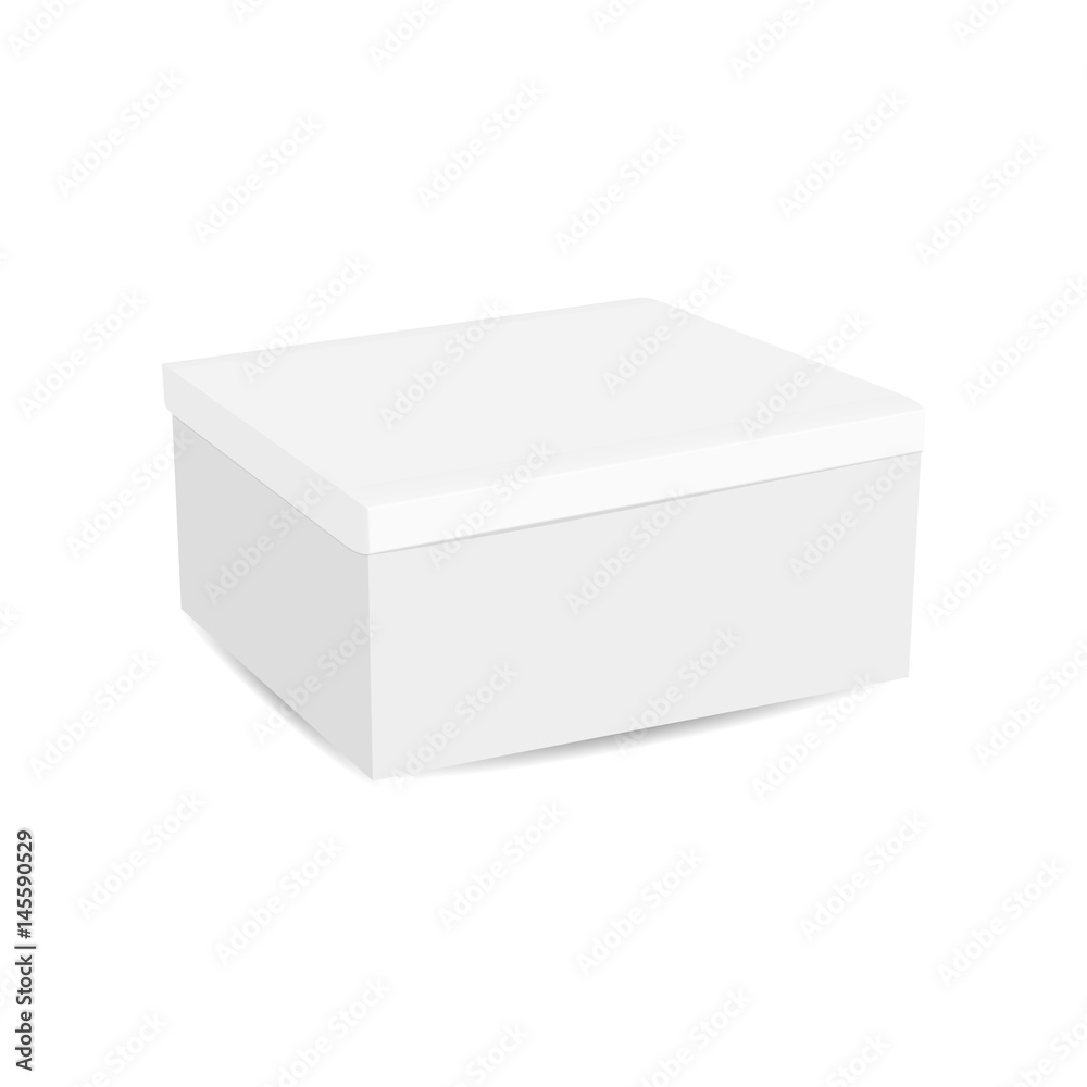 Realistic white box isolated on white background. 3d illustration Realistic white box isolated on white background. 3d illustration