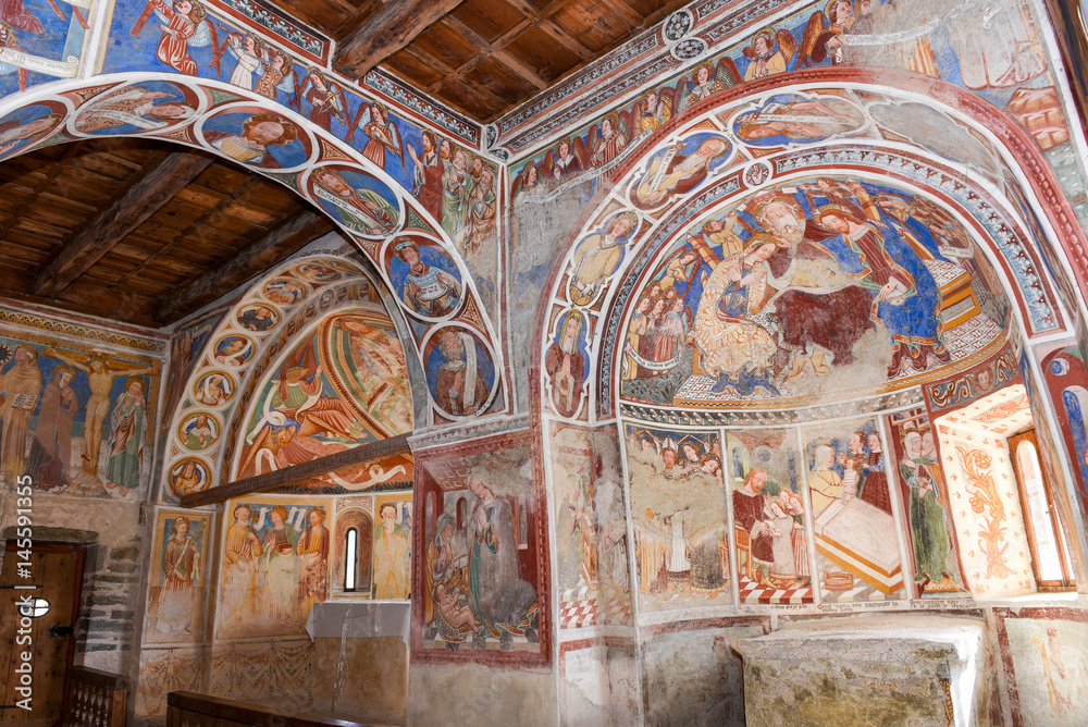 Frescoes inside the church of San Carlo di Negrentino, Switzerland
