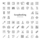 Scrapbooking vector line icons. Tools and accessories for scrap decorations of albums, books and cards. Handmade hobby