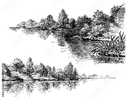 River banks and vegetation set