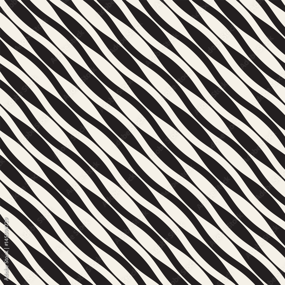 Wavy stripes vector seamless pattern. Retro wavy texture. Geometric lines monochrome design. Wavy stripes vector seamless pattern. Retro wavy texture. Geometric lines monochrome design.