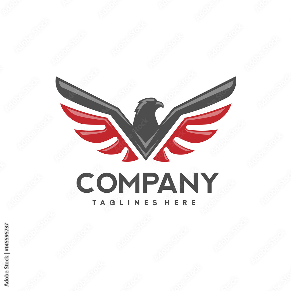 Obraz premium eagle bird with logo vector. creative hawk logotype , phoenix bird illustration logo
