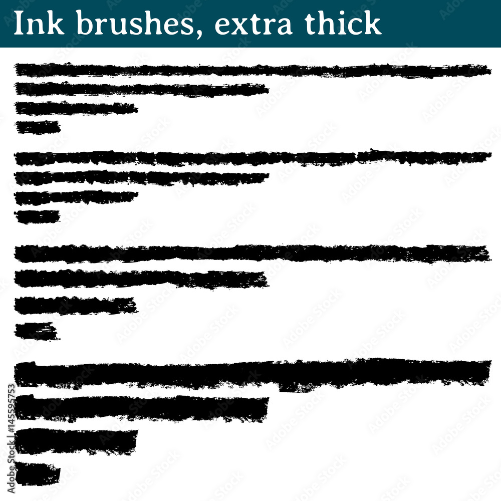 Ink brushes, extra thick. 16 vector brushes made from ink strokes. They ...