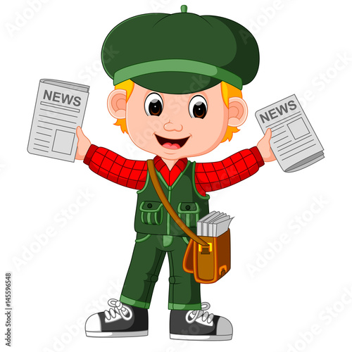 Cartoon Newspaper Boy yelling