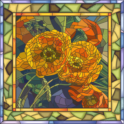 Fototapeta Naklejka Na Ścianę i Meble -  Vector illustration of poppy flowers.