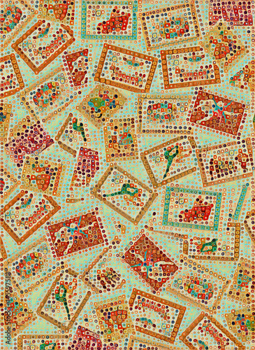 Stamps choreography dance vintage set of background