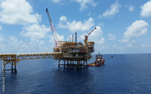 Offshore construction platform for production oil and gas,Oil and gas industry © chanjaok1