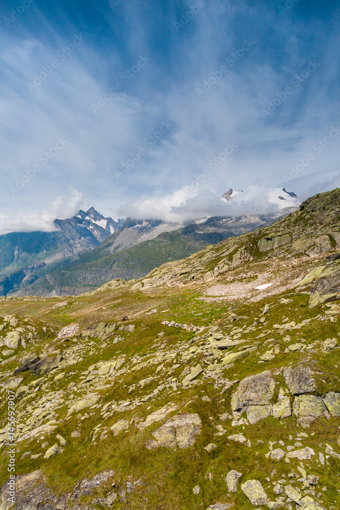 Alpine landscape in the area Aletsch Glacier, Switzerland
