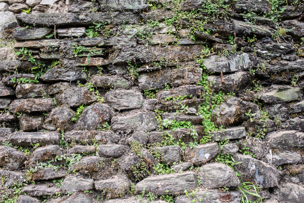 Old stone wall at Himalaya Nepal