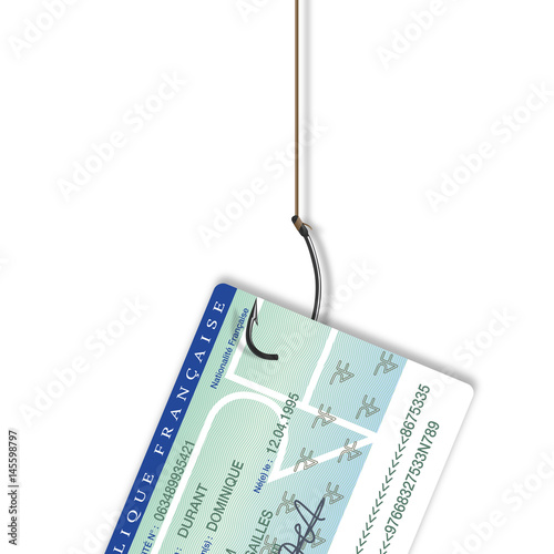 carte d'identité - hameçon - pirate - hacker - sécurité - identité