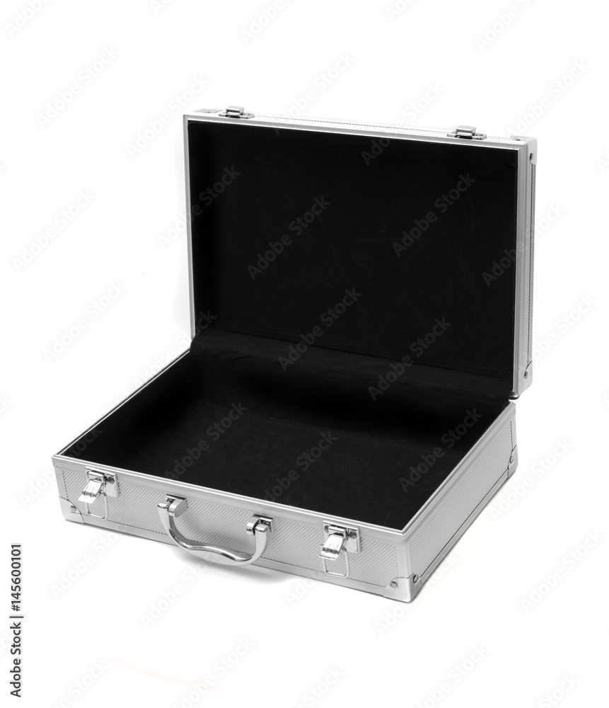 stainless steel suitcase storage box isolated on white background