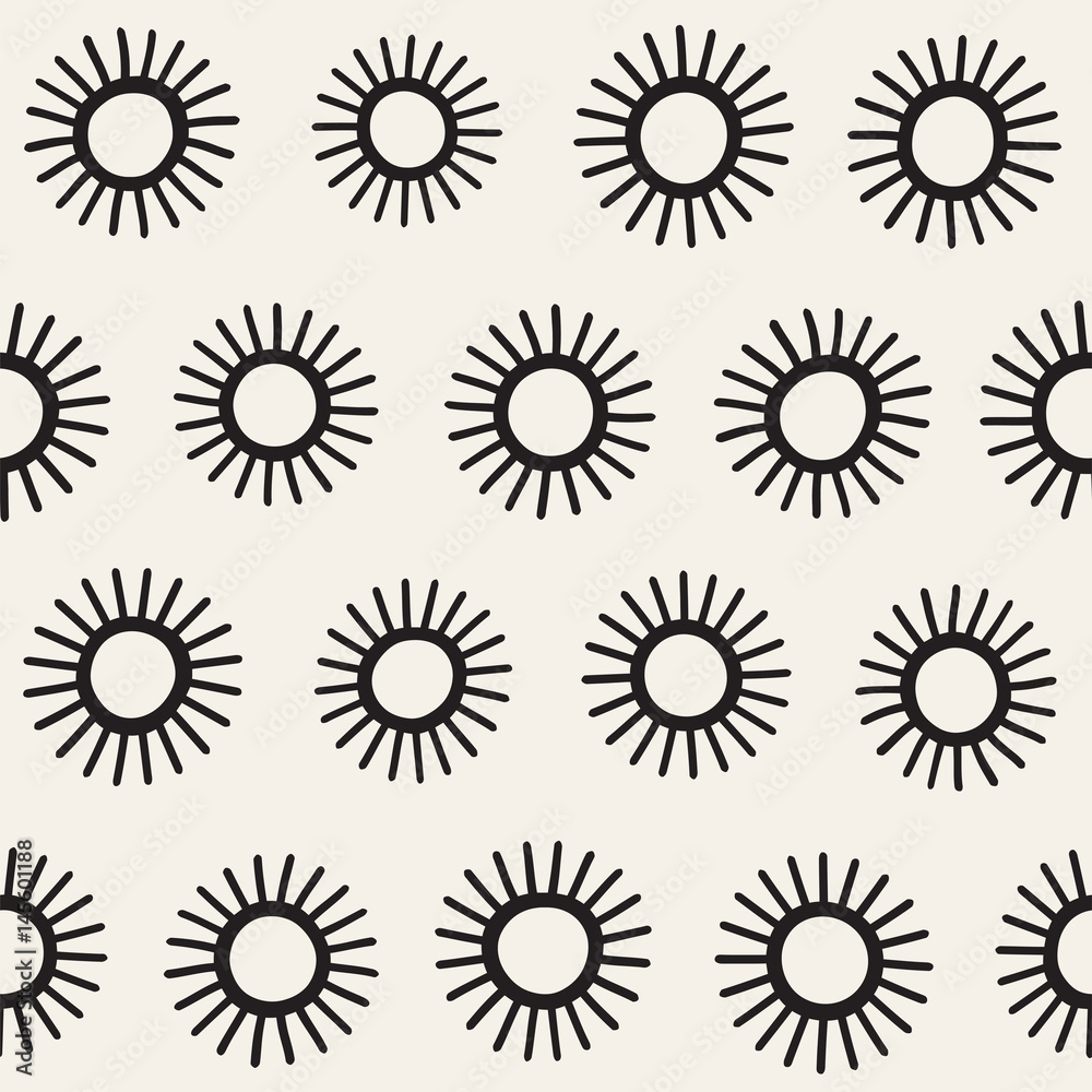 Vector seamless sunburst shapes freehand pattern. Abstract background with round brush strokes. Hand drawn texture Vector seamless sunburst shapes freehand pattern. Abstract background with round brush strokes. Hand drawn texture