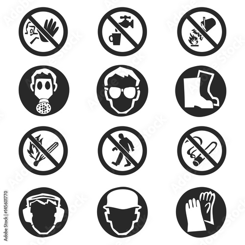 Vector set of warning signs isolated on white background.