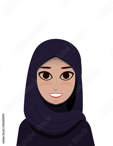Cartoon Portrait of muslim beautiful woman in hijab