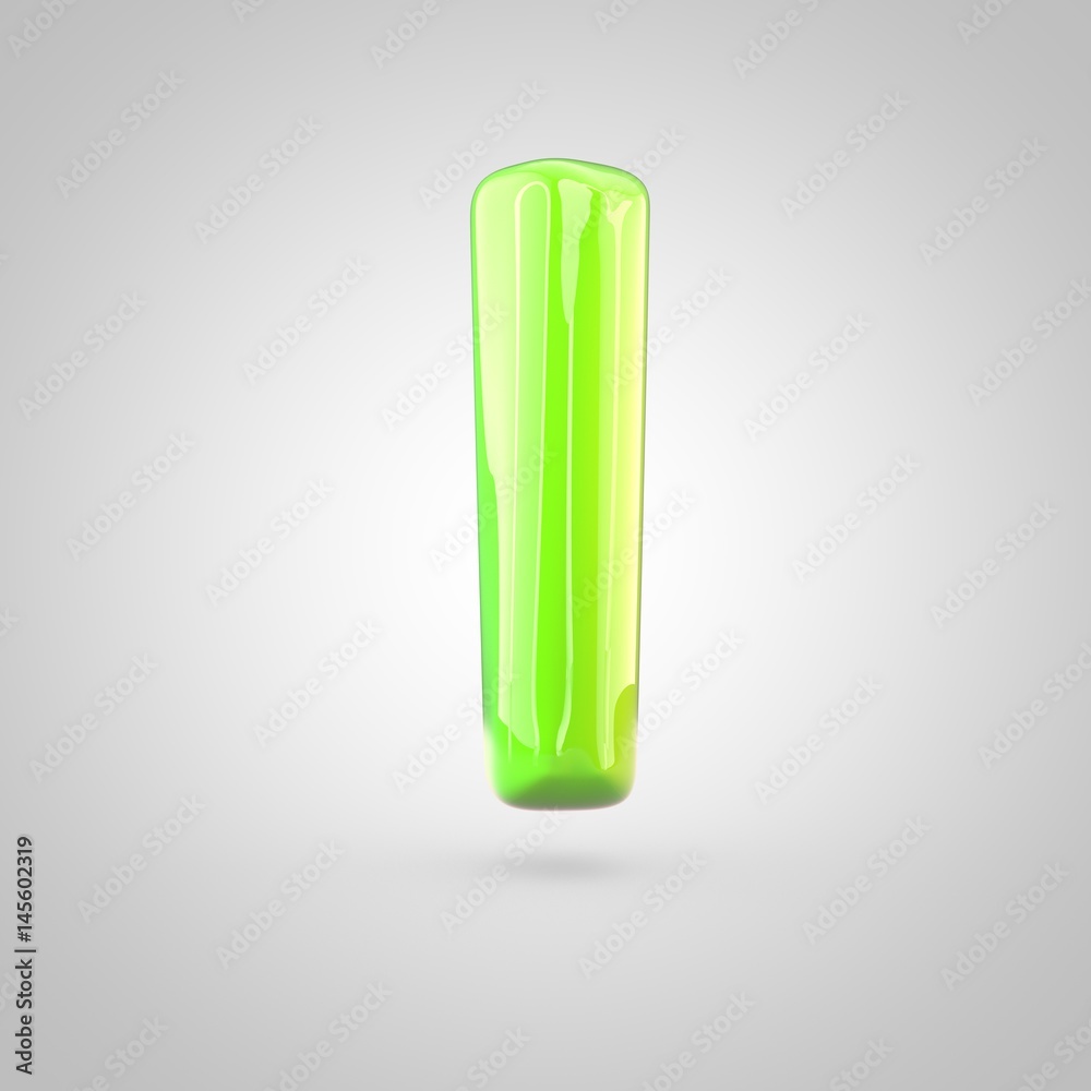 Glossy lime paint alphabet letter I uppercase isolated on white background Glossy lime paint alphabet letter I uppercase isolated on white background