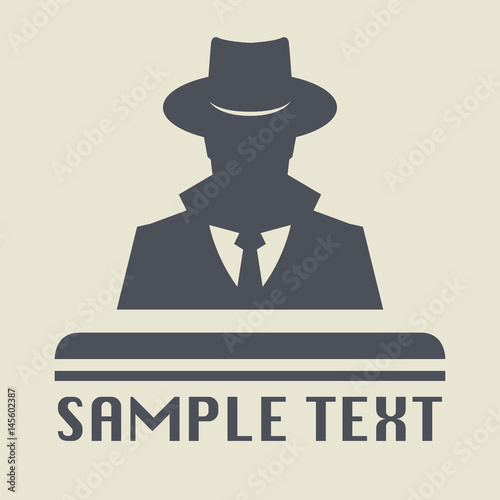 Spy icon or sign symbol. Man in hat