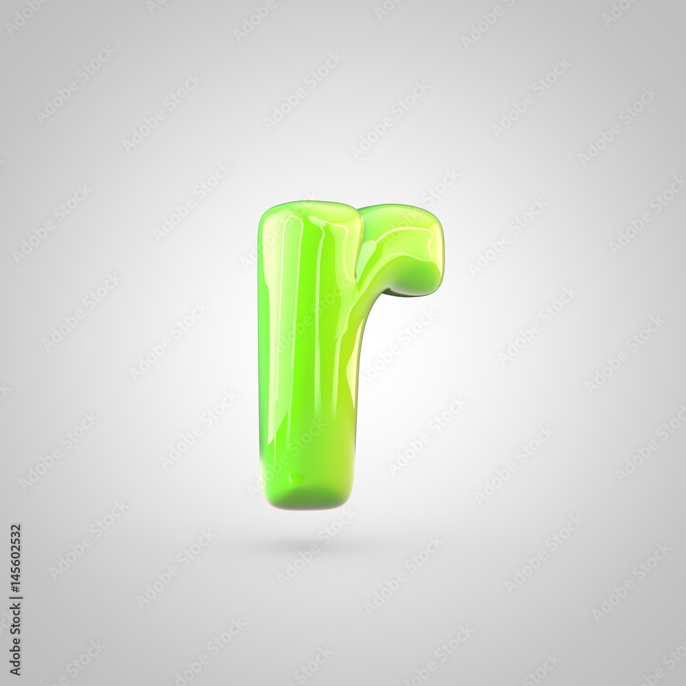 Glossy lime paint alphabet letter R lowercase isolated on white background Glossy lime paint alphabet letter R lowercase isolated on white background