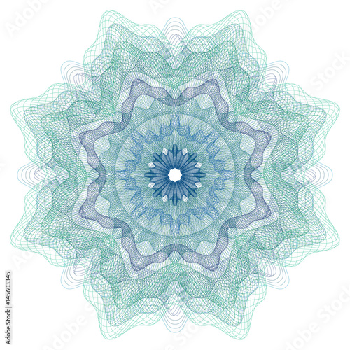 Guilloche Element for Certificate or Diploma, Currency and Money design vector graphic